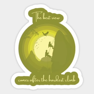 Mountain Climbing Silhouette Illustration Sticker